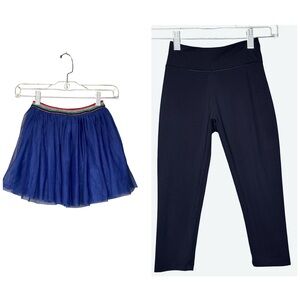 Rockets of Awesome Girls Navy Tulle Skirt & Uniqlo Black Leggings Set 7/8